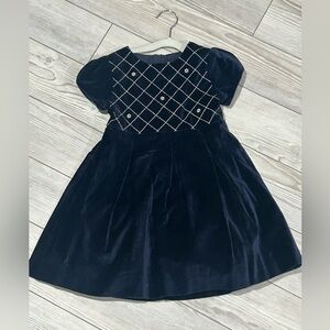 Mayoral Navy Velvet Short Sleeve Dress Size 6.